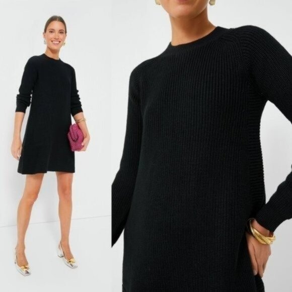 Pomander PlaceNEW Black Ainsley Long Sleeve Ribbed Knit Sweater Dress Size M